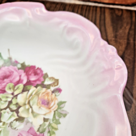 Vintage Arzberg Germany Pink Floral Bowl 10" - Picture 8 of 10